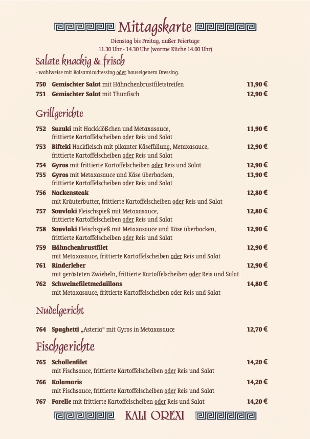 Mittagskarte